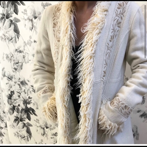 Free People Jackets & Blazers - Free people faux fur trimmed embroidered coat